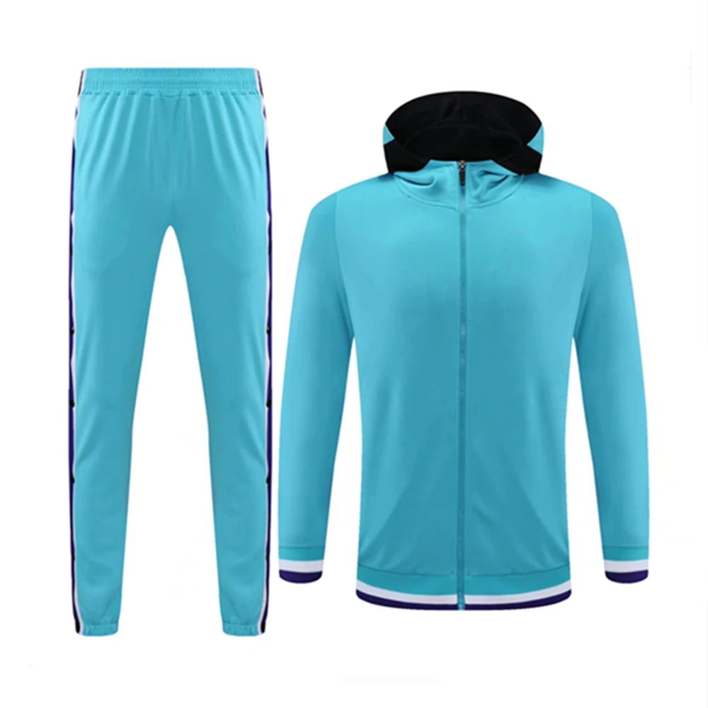 

Женская куртка с капюшоном и боковыми пуговицами для взрослых, брюки, баскетбольный тренировочный костюм, комплект кофта для бега, брюки