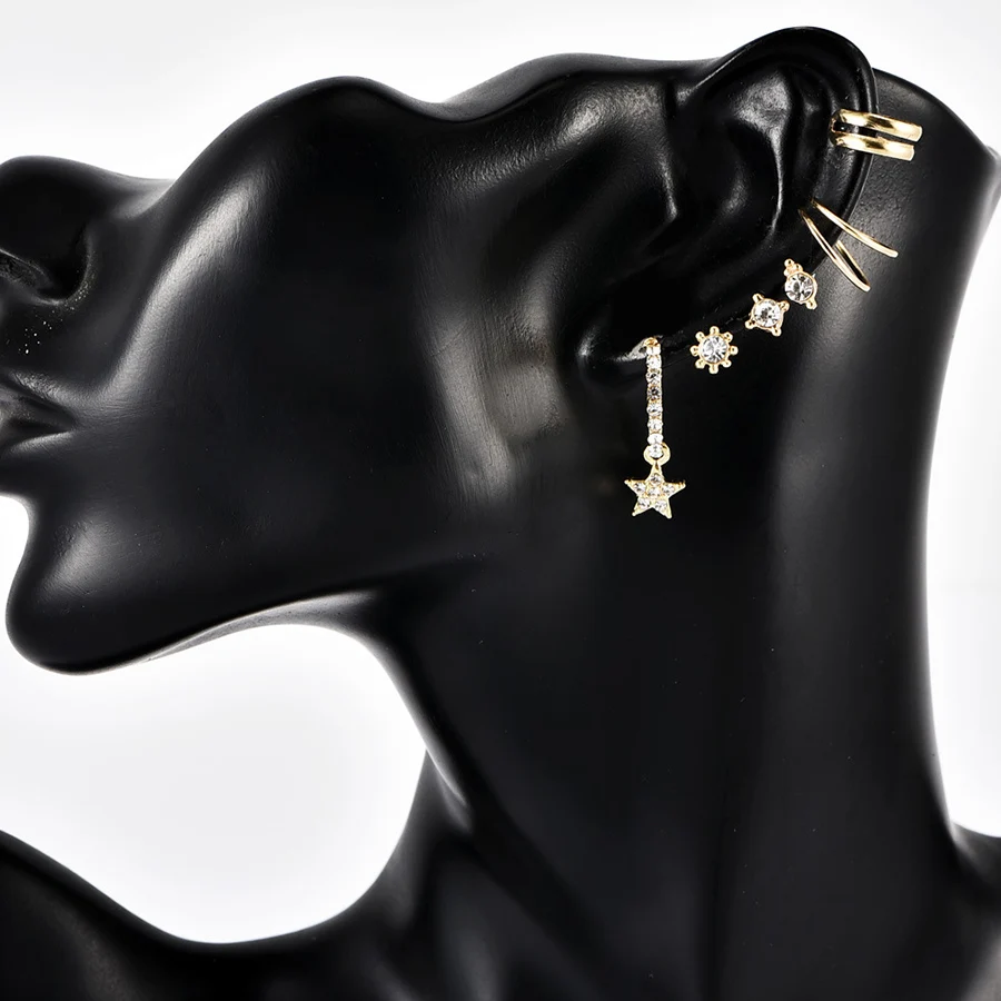 Starose 8 шт. Bijoux звезда Солнце спираль прокалывания ушей пирсинг для пупка манжеты серьги набор поддельные серьги поддельные Пирсинг нос кольцо шпильки