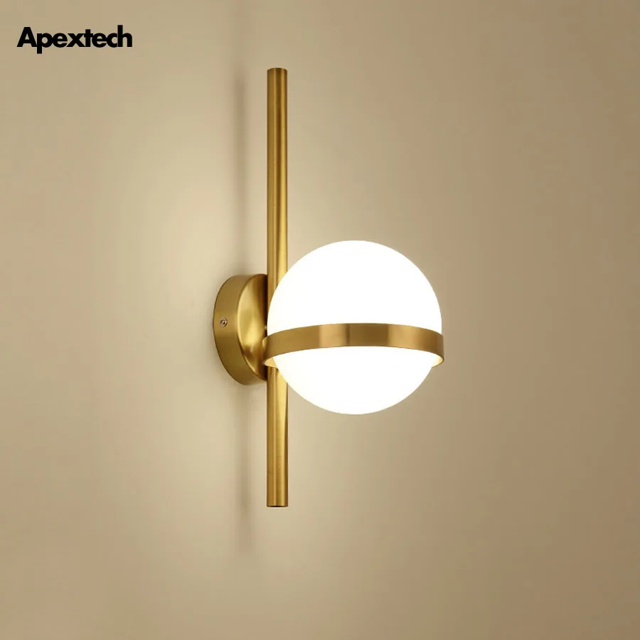

Modern Iron Art Glass Ball LED Wall Lamp Living Room Bedroom Wall Light Bedside Night Iight Corridor Stair Lighting Fixture