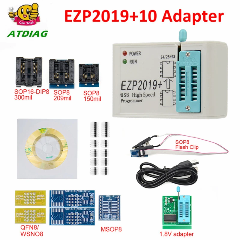 car battery analyzer ezp 2019 support WIN7&8 64bit NEW EZP2019 high-speed USB SPI Programmer 24 25 93 EEPROM 25 flash bios chip EZP2019 12 adapter test car battery with multimeter