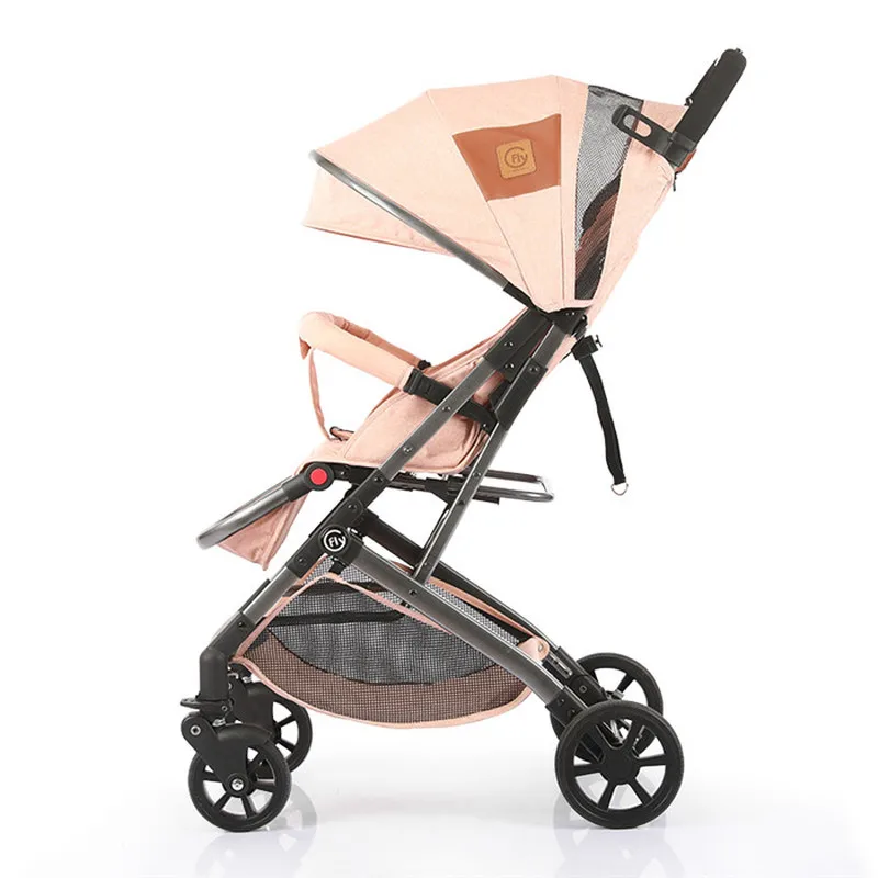  7KG Adjustable Luxury Two way Baby Stroller Portable High Landscape Reversible Pink Stroller Hot Mo