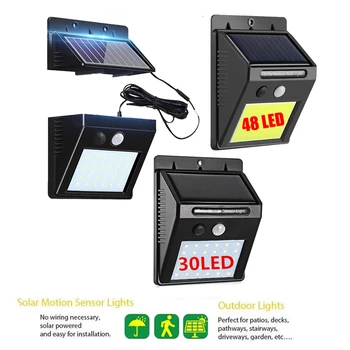 

48/30 leds Solar Panel Powered LED PIR Motion Sensor Lamp Night Light Waterproof Outdoor Garden Wall Street Security Lights inte