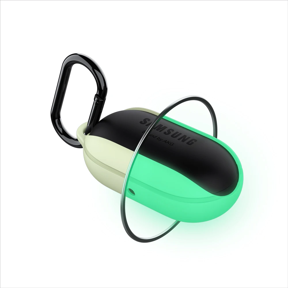 Светящийся жидкий силиконовый чехол для samsung Galaxy Buds беспроводной кейс для bluetooth-гарнитуры не пылевые защитные чехлы с крюком - Цвет: Luminous