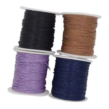 

4 Rolls 1mm Waxed Cotton Jewelry Macrame Craft Cord, 87 Yards Each, Round