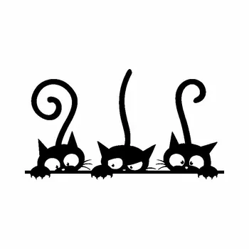 

DAWASARU Custom Lovely Car Sticker Cats Family Vinyl Accessories Reflective Waterproof Cover Scratches Decal Black/Silver,7*13cm