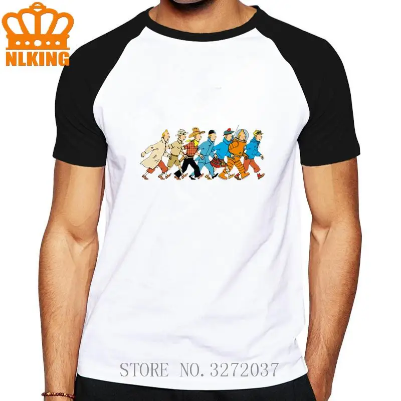Хит лета новая популярная мужская черно белая футболка TinTin размер XS XXXL с круглым
