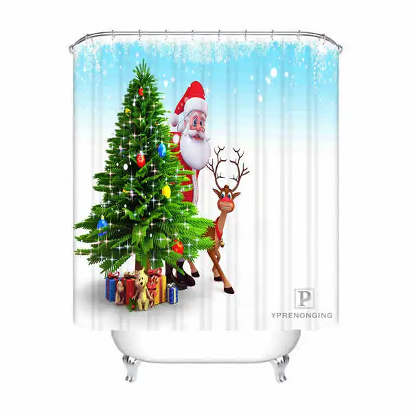 Shower Curtain Пользовательские Водонепроницаемый душ Шторы красный Рождественская елка напечатаны Ванная комната Декор различные размеры#180324-01-32 - Цвет: Shower Curtain