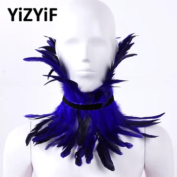 

Feather Choker Collar Gothic Victorian Natural Dyed Rooster Feather Adjustable Neck Wrap for Costume Party Halloween Carnival