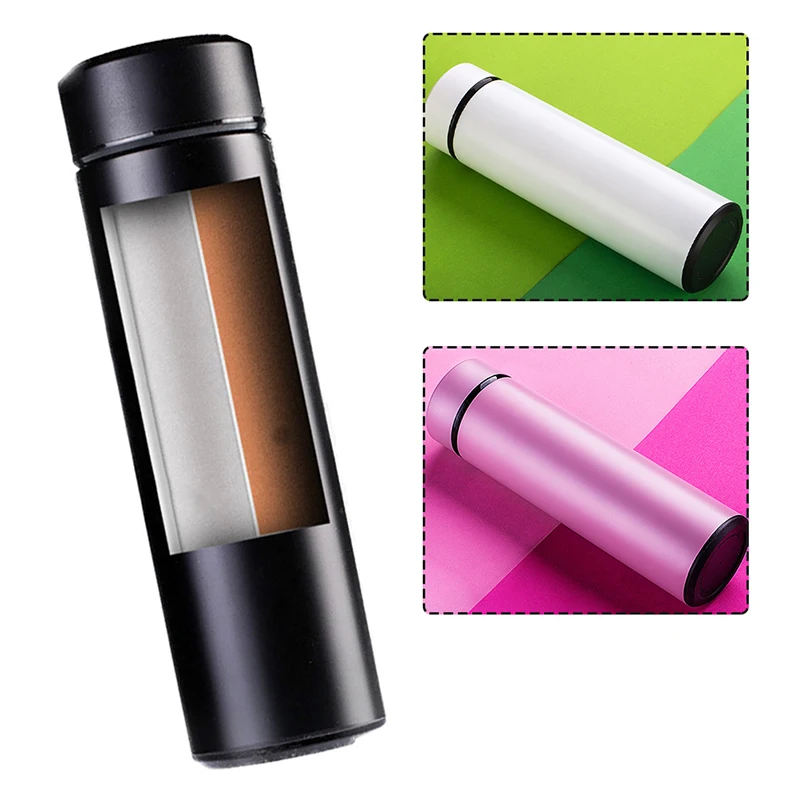 Baratos 1 Pza nueva botella de agua de acero inoxidable aislado portátil firme Durable boca ancha gimnasio deportes al aire libre con tapa Normal taza recta