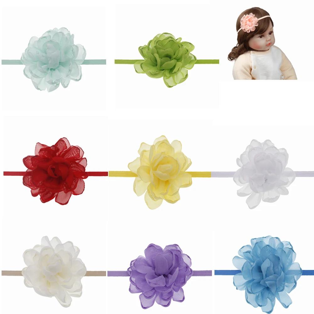 baby headband Chiffon Flowers Headband girls Burning Edge Wedding Decoration DIY Wreath Headwear newborn girls hair Accessories