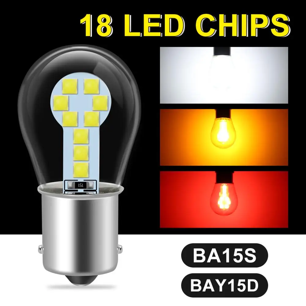 1 шт. чипы 3030 18SMD 1156 P21W BA15S Светодиодная лампа 1157 BAY15D P21/5 Вт Автомобильная Задняя