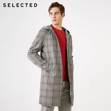 Выбранные Для Мужчин's средней длины с капюшоном в клеточку, Тренч S | 4191OM526