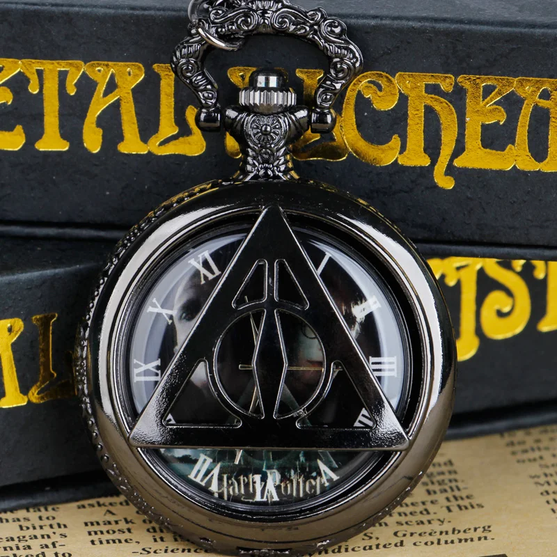 Classic Magic Hollow Triangle Carving Quartz Pocket Watch Necklace Clock Pendant Unisex Fob Watches reloj hombre