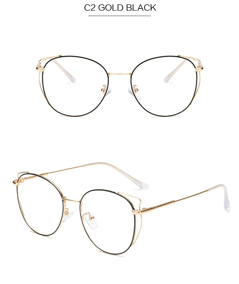 YOOSKE анти синий светильник очки в форме "кошачий глаз" оправы металлические круглые оптические очки для женщин и мужчин компьютерные очки