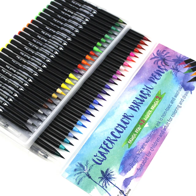 Art Marker 48 Colors Watercolor Brush Pens Markers Pens for Drawing  Coloring Books Manga Calligraphy School Supplies Stationery - AliExpress