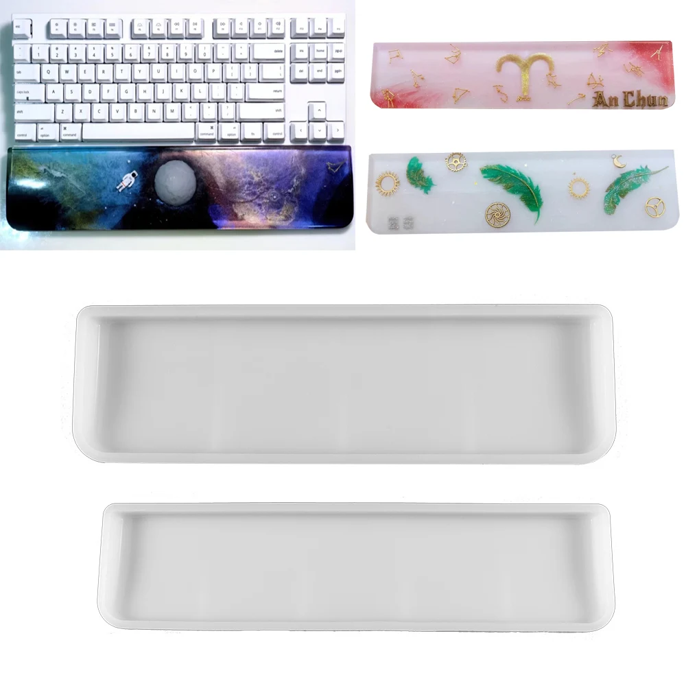 

2 Sizes Keyboard Tray Silicone Molds Computer Fingerboard Pad UV Epoxy Resin Casting Mold For DIY Handmade Crafts Decor Tools