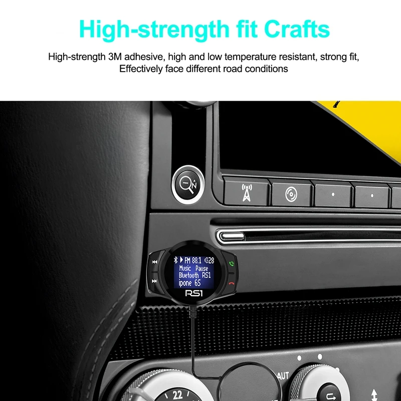 RS1 FM передатчик Bluetooth автомобильный комплект MP3-плеер светодиодный двойной USB 3.1A автомобильное зарядное устройство, автомобильный Bluetooth MP3-плеер большой дисплей