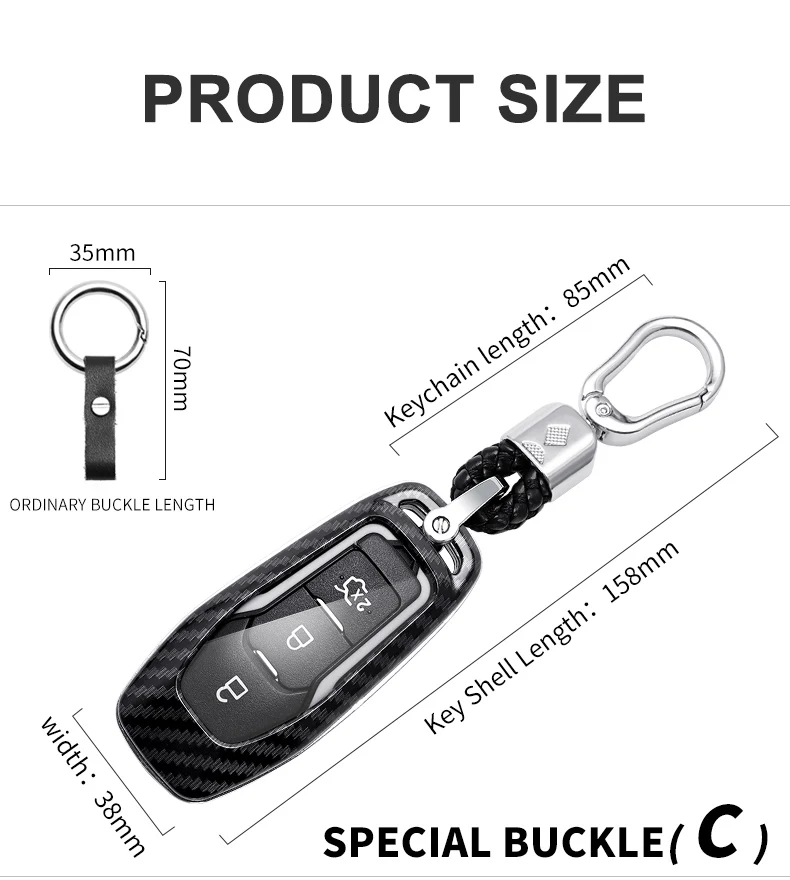 Carbon Fiber Car Smart Key Cover Case Fob Ford Fusion Mondeo Mustang F-150 Explorer Edge Protect Shell 2018 2021 Accessories - H965f12d3ede14aa4b1a1599397034a8bl