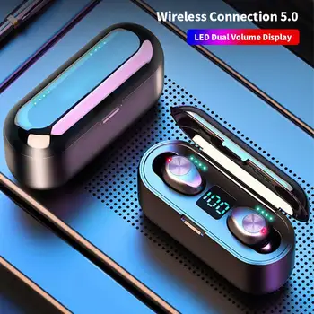 

Wireless Earphone Bluetooth V5.0 F9 TWS Earbuds 8D Stereo Headset LED Display With 2000mAh Power Bank Headset With Microphone