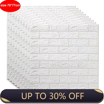 

70*77cm 3D Brick Wall Sticker DIY Self-Adhesive Decor Foam Waterproof Covering Wallpaper For Kids Room Kitchen Stickers