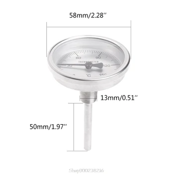 

1/4 PT Thread Stainless Steel Thermometer Moonshine Kitchen Food Cooking Gauge Aug13 20 Dropship