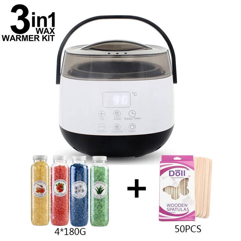 

Digital professional Wax Heater Set With 180G*4 Wax Beans 50pcs Stickers SPA Hands Feet Epilator Depilatory Skin Care Paraffin