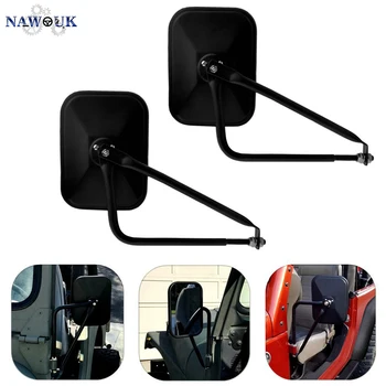 

For Jeep Wrangler Side Door Hinge Mirrors 7.7" x 5.7" Rectangular Lens Blind Spot Quick Release Rear View Mirror JK 2007-2017