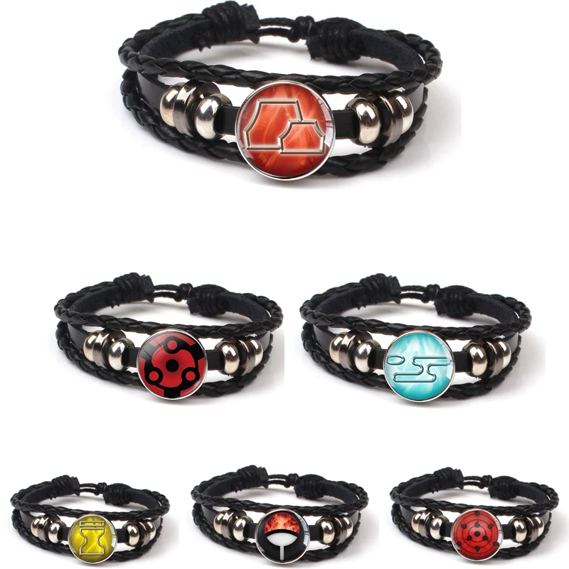 Новый браслет Uchiha Clan Rinnegan Sharingan Eye кожаный плетеный Наруто Аниме Саске Какаши