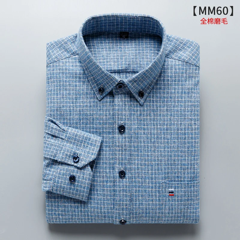 

Fat Guy Plus Size 5XL 6XL 7XL 100% Cotton Plaid Casual Formal Long Sleeve Wool Shirt Men High Quality Thick Soft 100KG 110KG