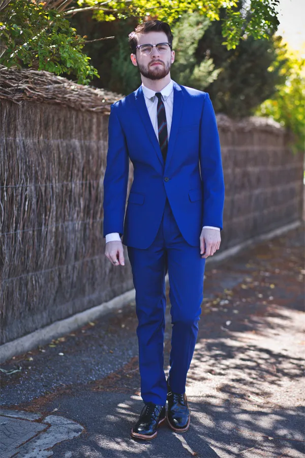 

Latest Coat Pant Designs Royal Blue Custom Blazer Groom Colorful Tuxedo Wedding Suits For Men 2 Piece Slim Fit Masculino