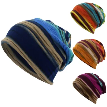 

Unisex women Hat men hat autumn winter warm Beanie Stripe Print Scarf Beanie Cap Casaul Outdoor Convertible Windproof Hat #L20