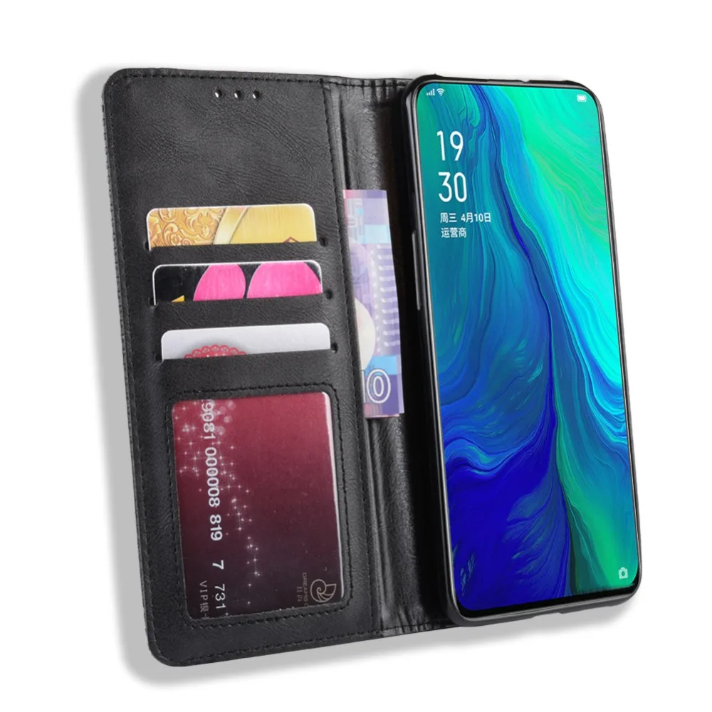 Чехол OPPO Reno, Роскошный кожаный бумажник премиум класса, кожаный флип-чехол-книжка для OPPO Reno 10X Zoom 5G 2 2Z 2F