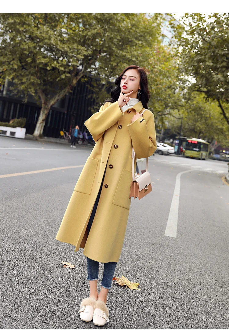 Fdfklak Новинка manteau femme осенне-зимнее пальто Женская шерстяная куртка кашемировое пальто прямые женские длинные пальто abrigo mujer