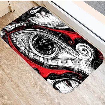 

40x60cm Cute Diy Print Floor Mat Bathroom Ground Mat Slip Door Bath Pad Rug Living Room Carpet Punk Style