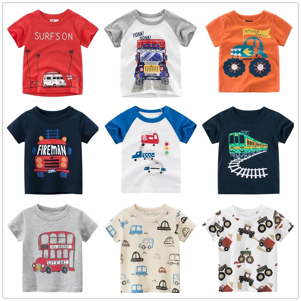 Baby Boys Clothes T-Shirts 1 2 3 4 5 6 7 8 Years Cotton Short Sleeve Car Bus Fire Truck Cartoon Kids Summer Clothing t shirt cotton t shirt kids t shirt