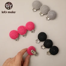 Chupete de ganchillo hecho a mano para bebé, Clip de soporte de Metal para pezón, chupete redondo bonito para recién nacido, accesorios de cadenas