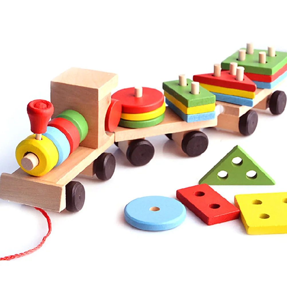 

Wooden Stacking Toys Train Shape Sorter Stacking Blocks Toddlers Puzzle Toys Pull Toys For Toddlers Preschool Educational Toy#20