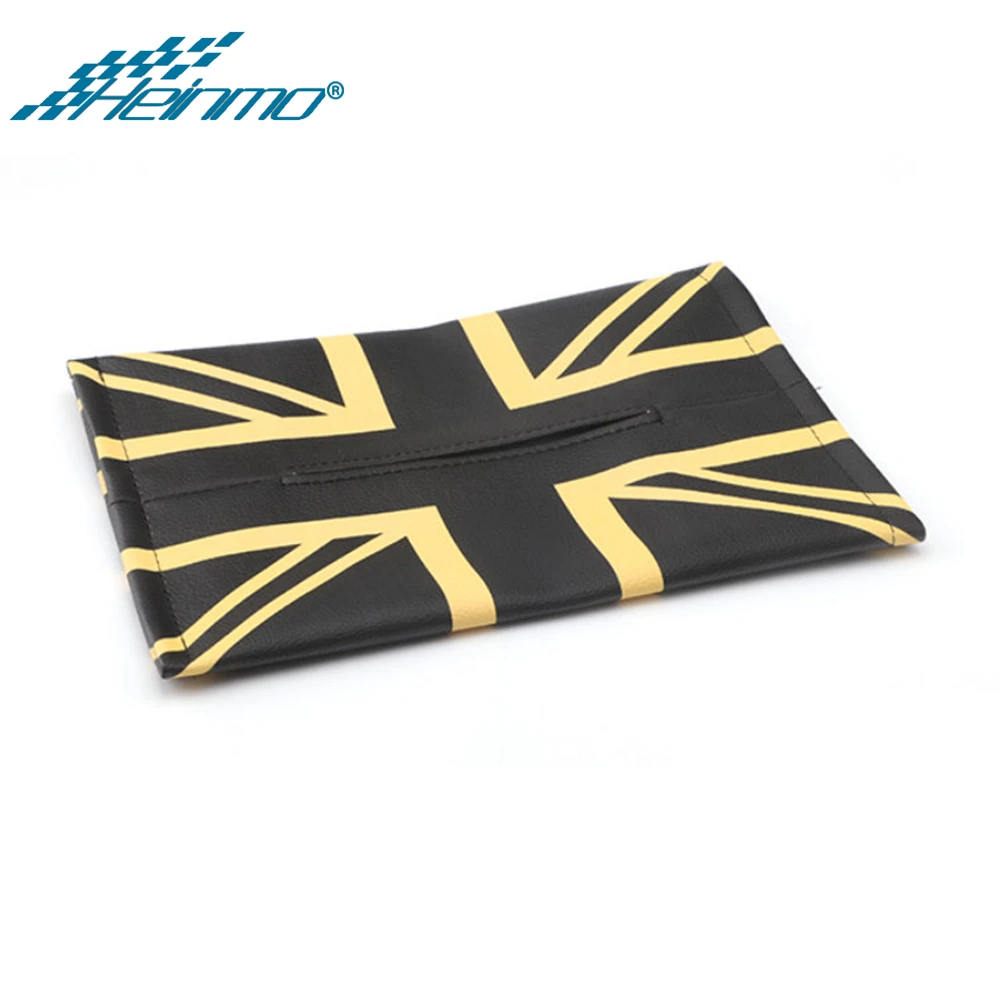 Gold Union Jack Автомобильная коробка для салфеток, держатель, бумажная сумка для хранения для MINI Countryman R60 F60 для MINI R56 F56 R55 F55 F54 F57 R57 R58 R59 R61 - Название цвета: Gold Union Jack