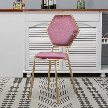 

Creative Nordic Golden leg Bar Stool Iron Cafe Chair Assembled chairs for shop with Backrest Multicolor Lounge chair