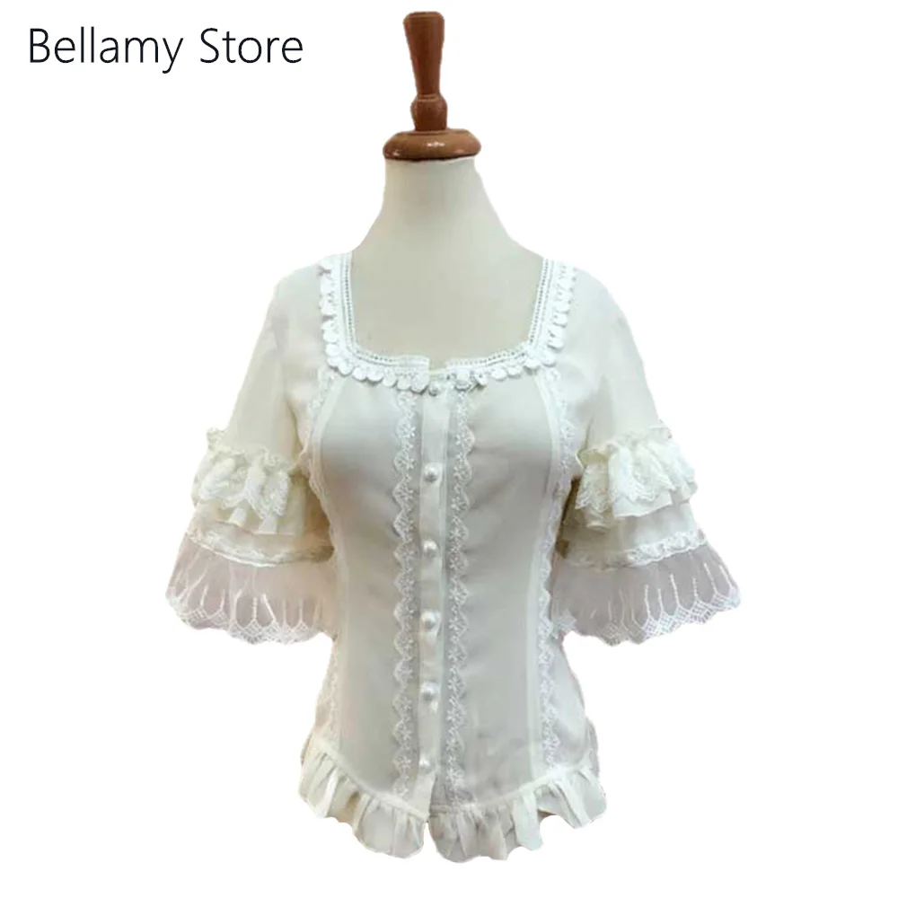 

Сделано для вас, классическая короткая милая блузка с шифоновым рукавом в стиле Лолиты