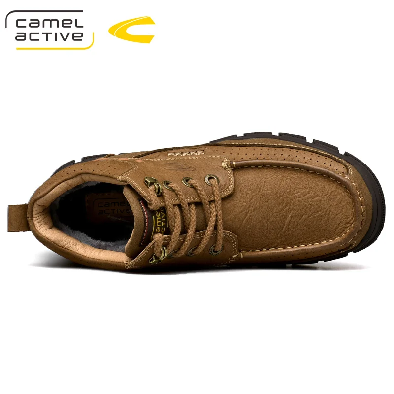Camel Active/Новая мужская обувь; зимние мужские ботинки из коровьей кожи; короткие плюшевые зимние ботинки из натуральной кожи; Модные ботильоны на шнуровке