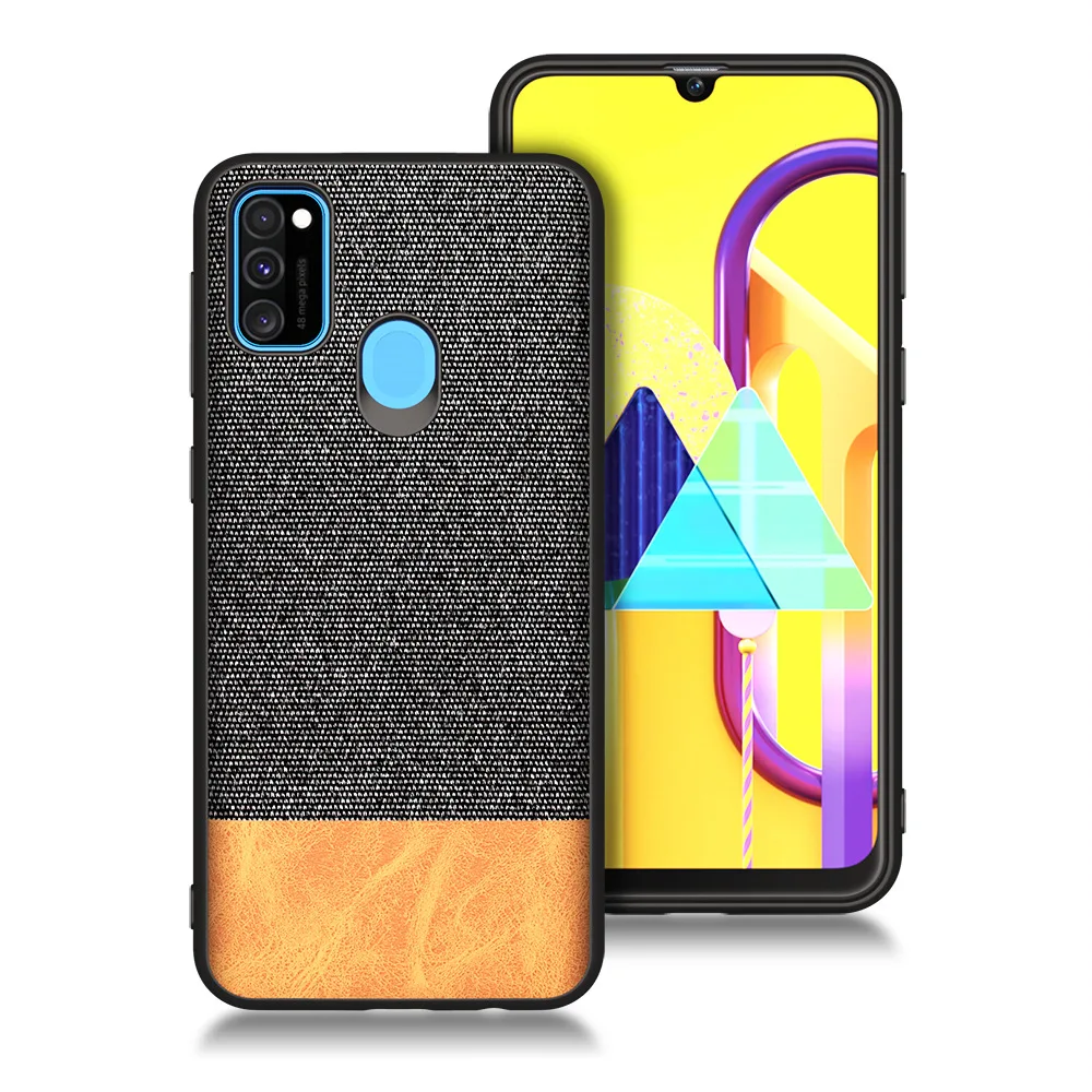 black with orange Для Galaxy M30s чехол, роскошный тканевый тонкий противоударный чехол с защитой от царапин для samsung Galaxy M30s A70s A20s Cqoue - Цвет: black with orange