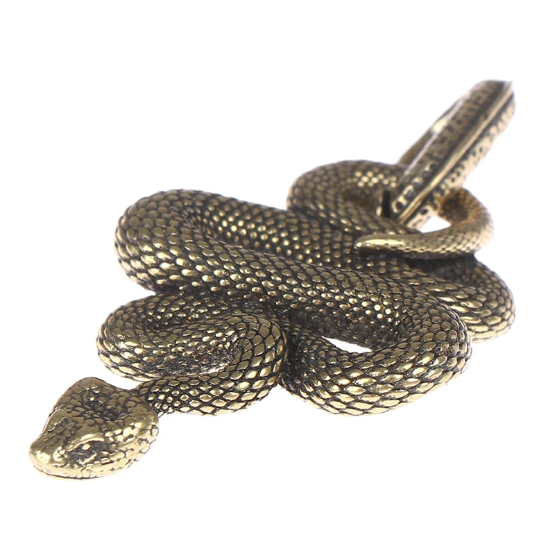 Змей бронзовый брелок латунный брелок для ключей ручной работы Золотой Модный Животное змея кольцо для ключей с сумочкой кулон панк-рок