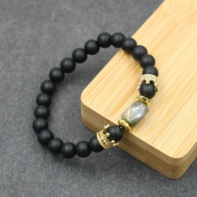 Men Bracelet Gold Crown Beads Bracelet Natural Moonstone Yoga Chakra Diffuser Bracelets For Women Men Jewelry Pulseras Hombre - Image 6