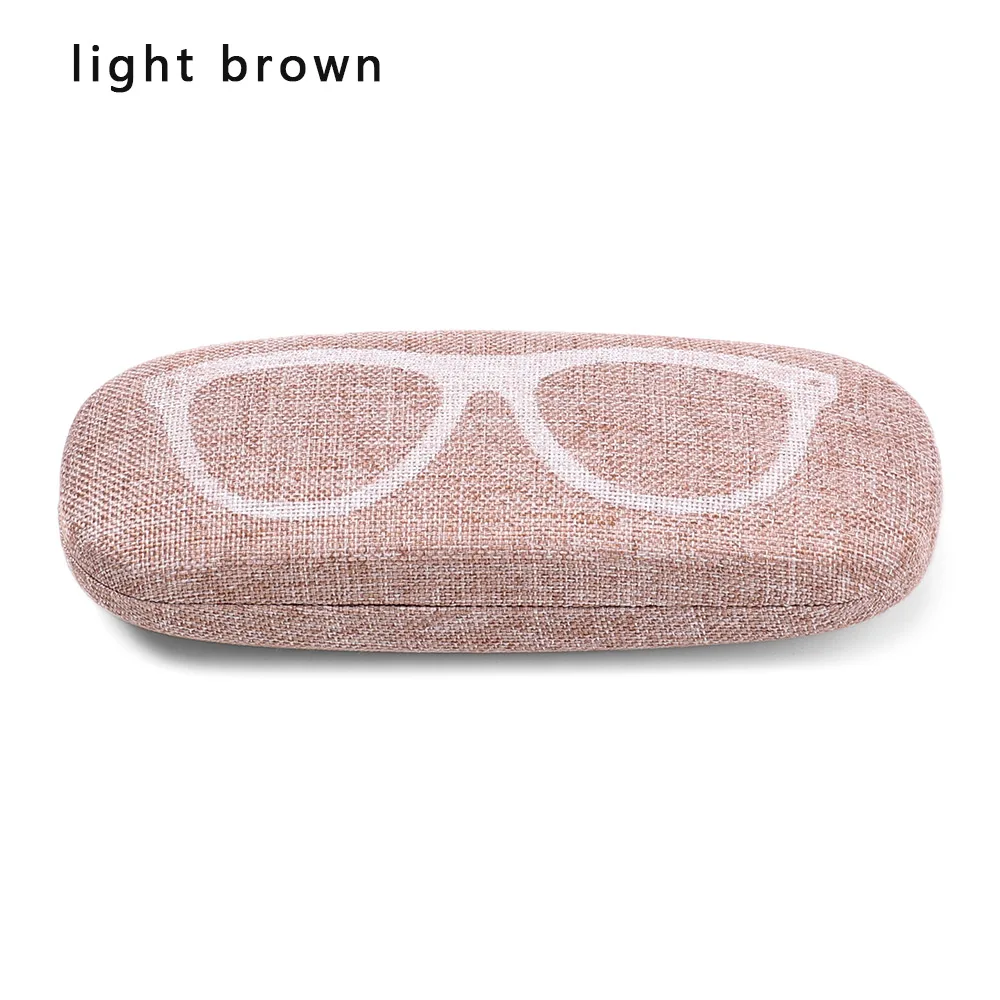 light brown 1 шт. Модная Портативная жесткая оправа, коробка для очков, яркие цвета, Чехол для очков, металлические очки, защитные очки, аксессуары - Цвет: light brown