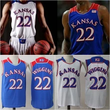 Канзас для мужчин#22 Эндрюс Виггинс колледж Джерси синий белый сшитые размеры S-XXL