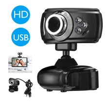 

Home USB Mini Video Camera With Microphone 640*480P Webcam 360° Rotation Automatic 3 LED Lights 30fps Web Cam For Laptop PC