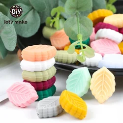 Let's make 5pc BPA Free Silicone Beads Cartoon Leaves Teething Bead DIY Teething Necklace Pacifier Chain Food Grade Baby Teether