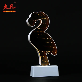 

20.5CM flamingo 3D mirror led infinity mirror decoration light endless never end mirror