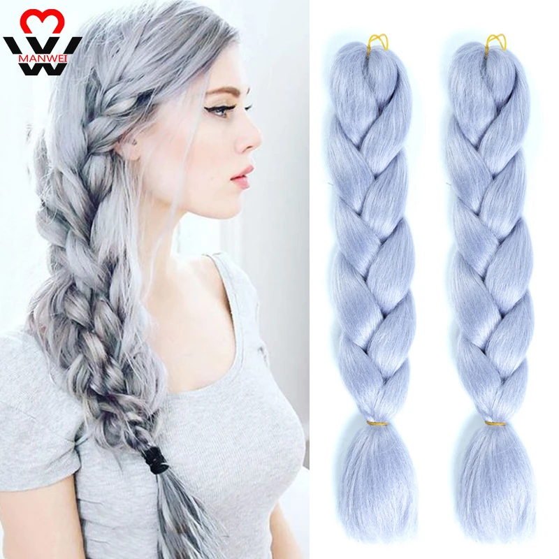 

MANWEI24'' Jumbo Braids Crochet Braids Ombre Kanekalon Synthetic Braiding Hair Fiber Burgundy Black Pink Crochet Hair
